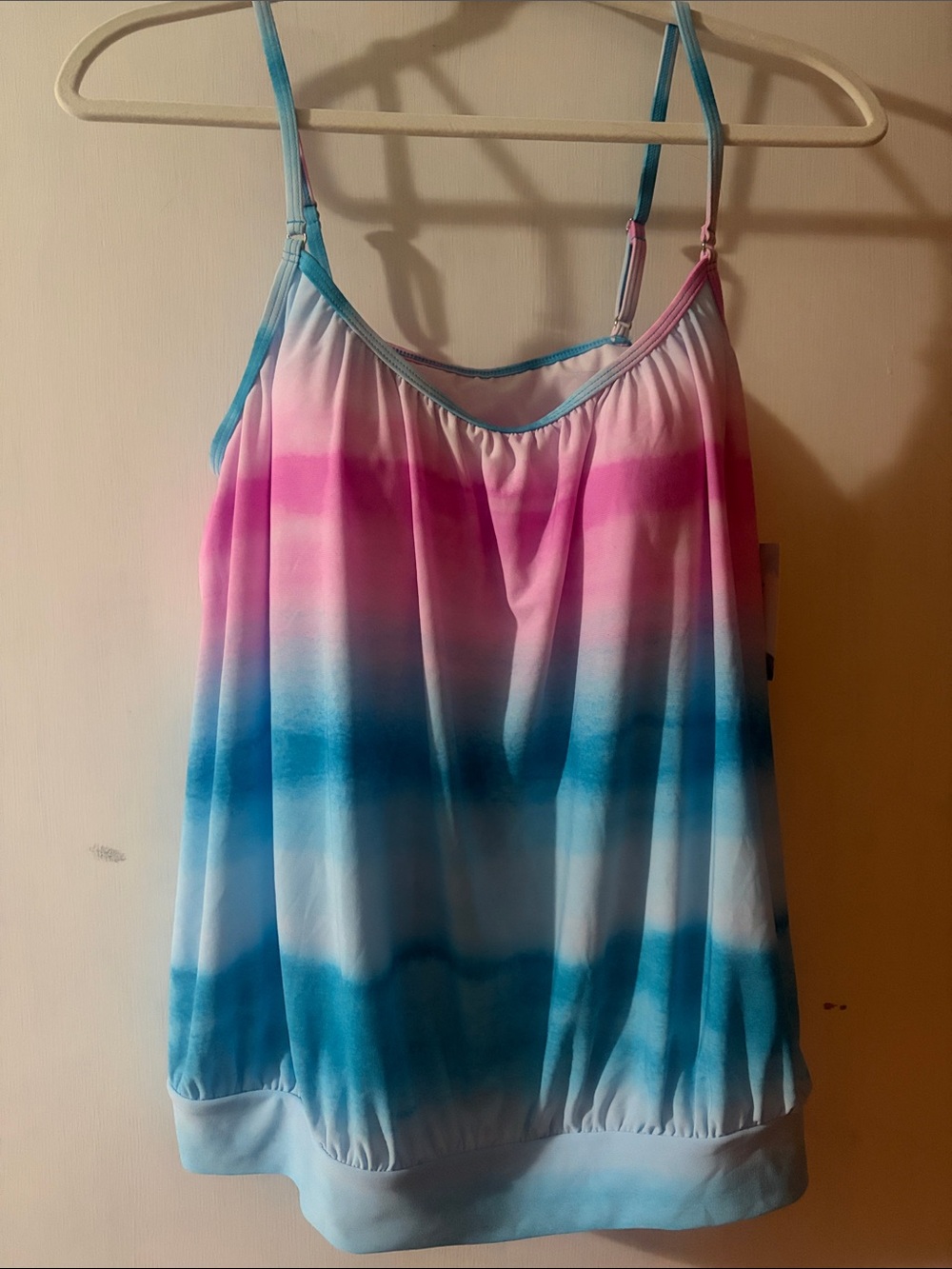 Maurices Pink and Blue Ombre Swim Cami with Adjustable Straps
